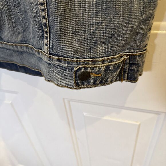 Unisex Denim Studded Vest Peace Sign Lip Service Cult Sz L GUC - Picture 13 of 13